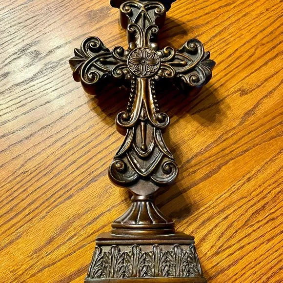Beautiful Detailed Cross Candle Holder from Home Goods - Picture 2 of 5